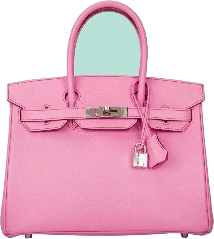 A pink leather handbag